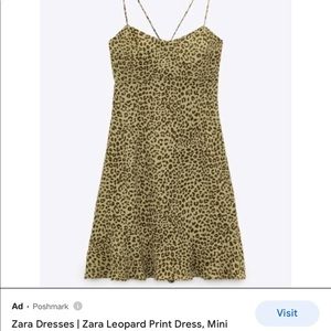 Zara green leopard dress